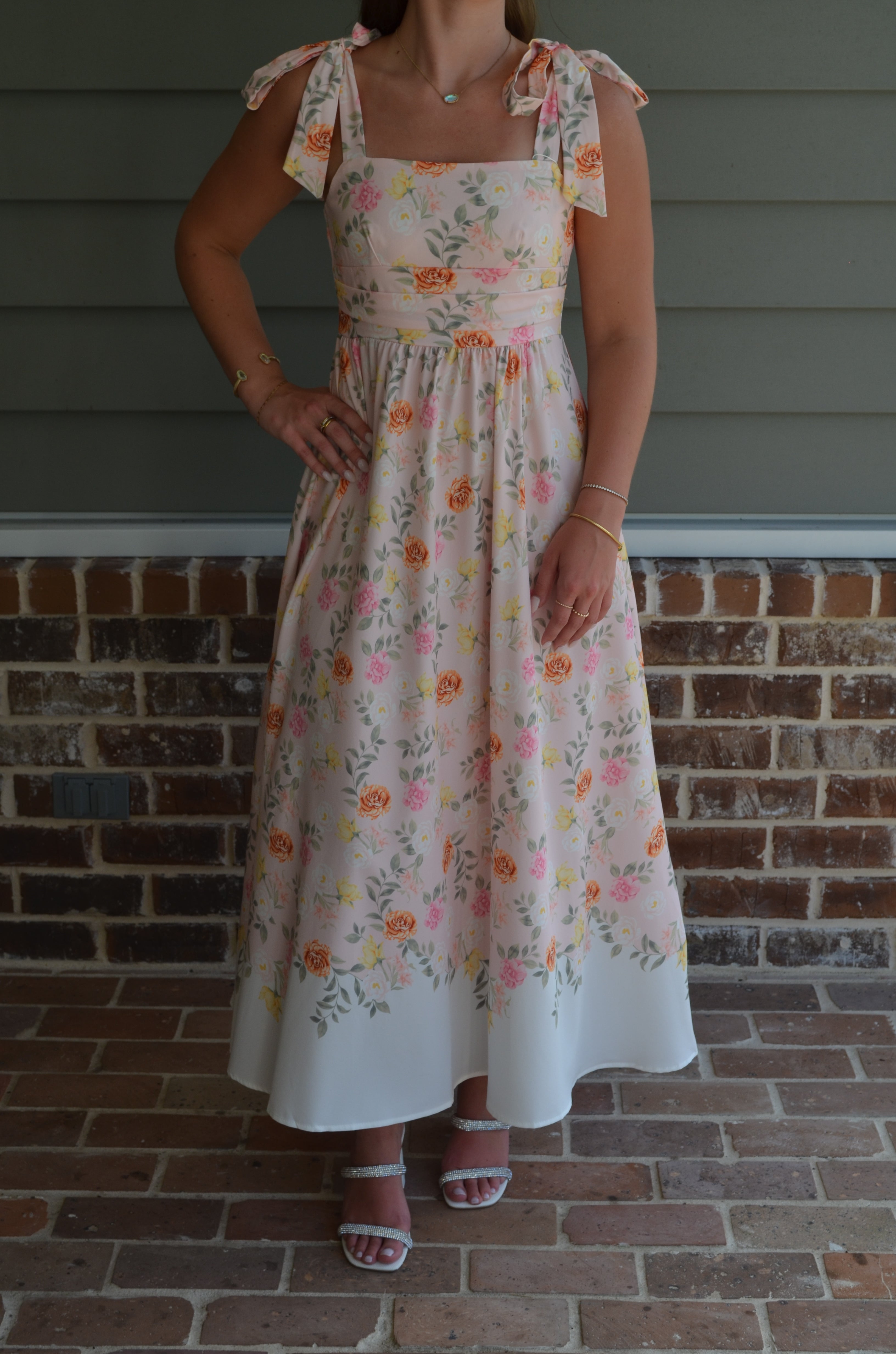 Sweet Floral Colorblock French Dress